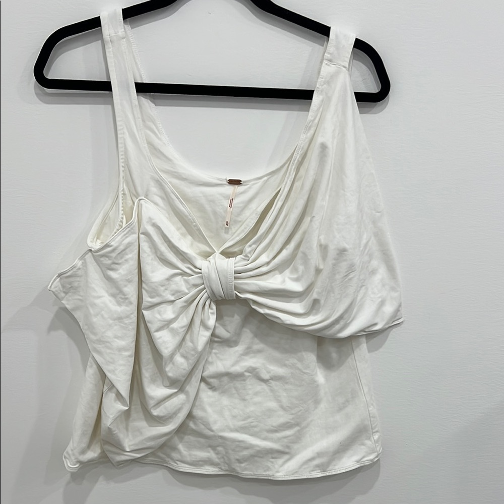 FREE PEOPLE Elegant White Bow Detail Top